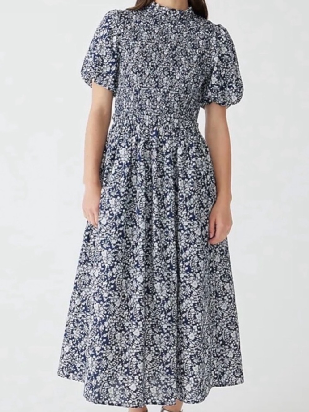 J. Crew Floral Smocked Maxi Dress Women's Size L Retail $298 NWT 100% Cotton